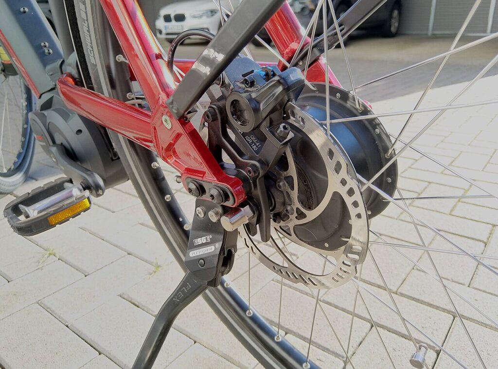 Rear disc brake and hub on a Riese and Muller electric bicycle