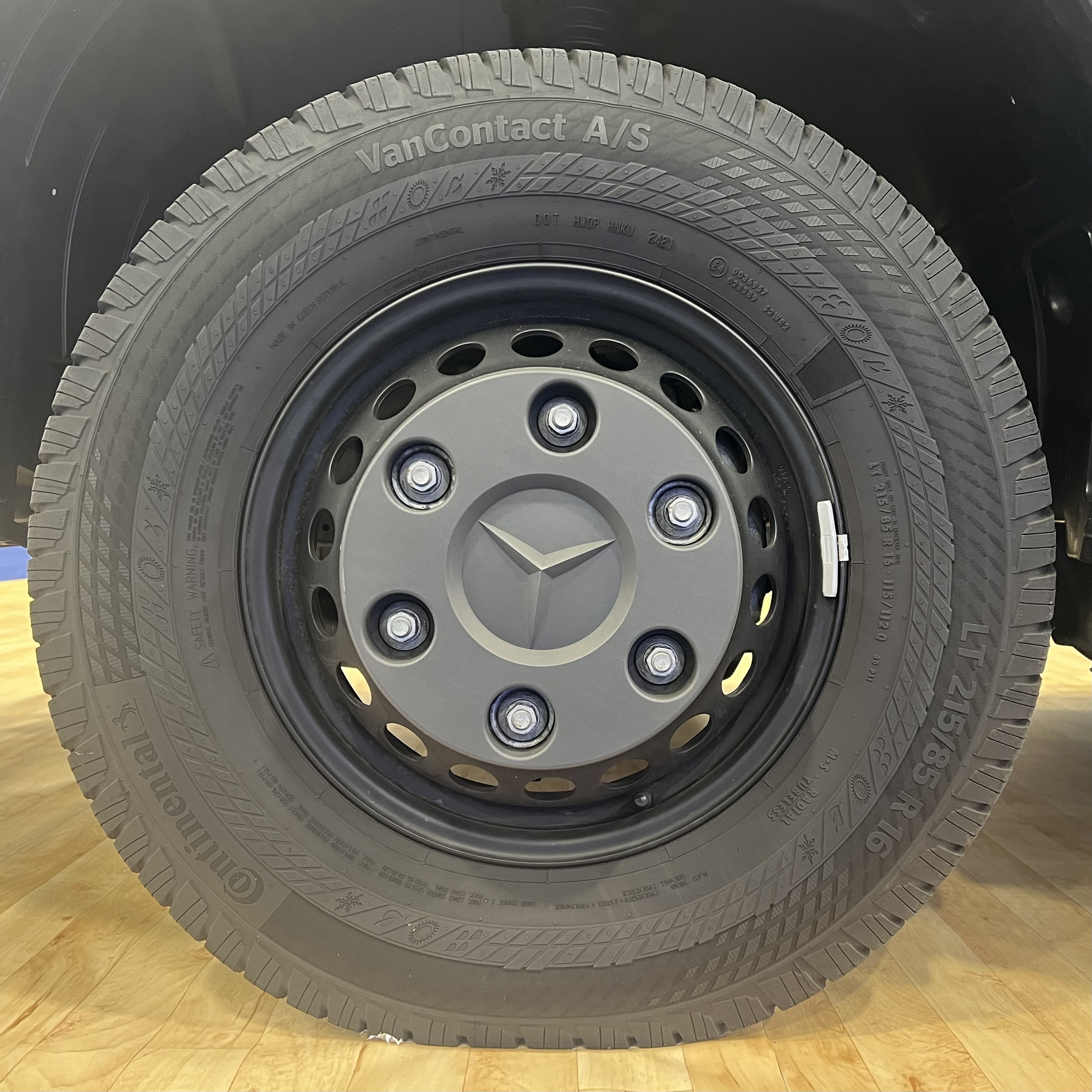 Wheel and van tire on a Mercedes-Benz Sprinter